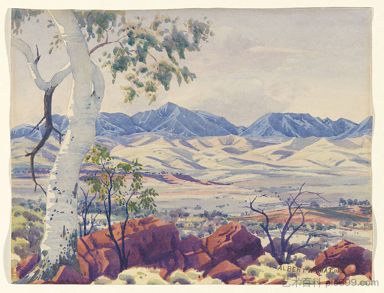 吉尔斯山，麦克唐纳山脉，澳大利亚中部 Mount Giles, MacDonnell Ranges, Central Australia (c.1945 - 1958)，阿尔伯特·纳马吉拉