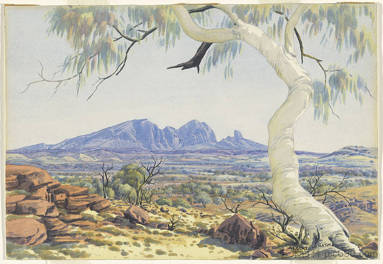 无题（鬼胶、桑德山、麦克唐纳山脉） Untitled (Ghost Gum, Mt Sonder, MacDonnell Ranges) (1953)，阿尔伯特·纳马吉拉