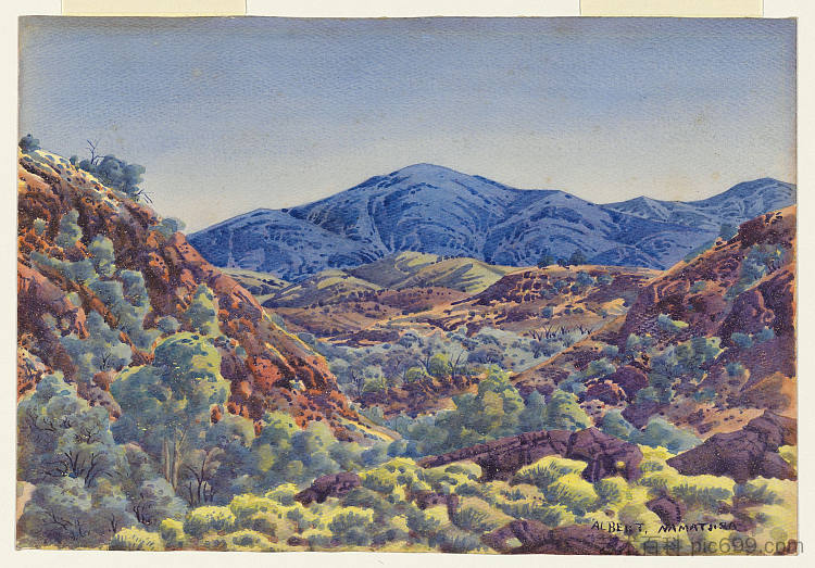 无题（风景，麦克唐纳乡村） Untitled (Landscape, MacDonnell Country) (c.1945 - 1952)，阿尔伯特·纳马吉拉