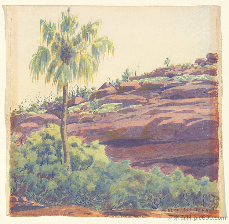 棕榈谷，詹姆斯山脉 Palm Valley, James Range (c.1939)，阿尔伯特·纳马吉拉