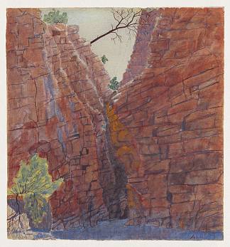 雷德班克峡谷，麦克唐纳山脉，澳大利亚中部 Redbank Gorge, MacDonnell Ranges, Central Australia (1936)，阿尔伯特·纳马吉拉