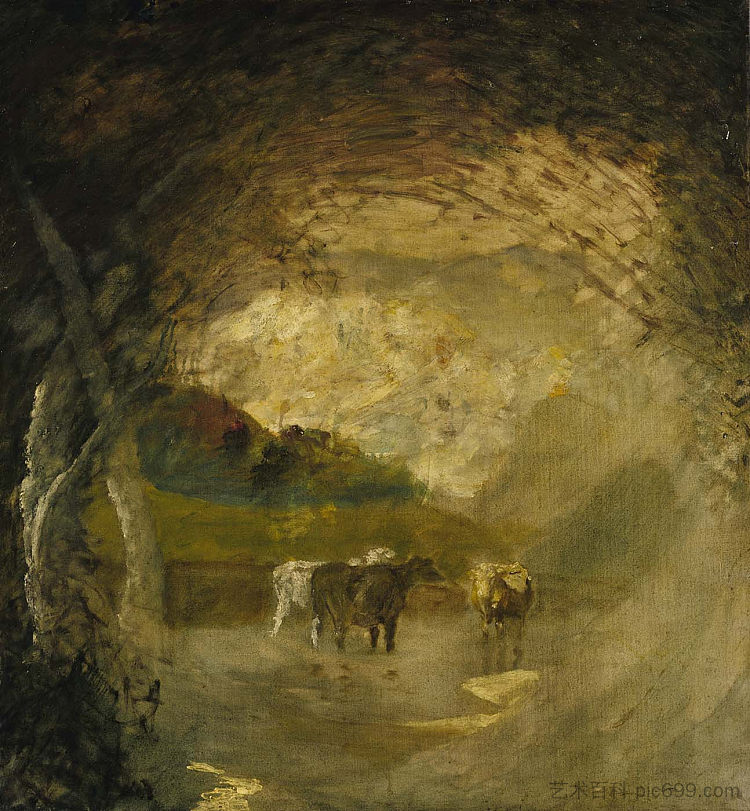 树木和牛的景观 Landscape with Trees and Cattle (1895),阿尔伯特·平克汉姆·赖德尔