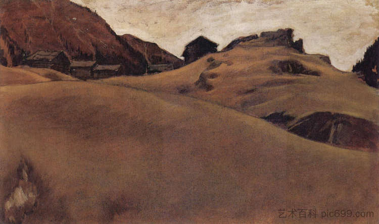 奥茨塔尔的高山景观 Almlandschaft Im Ötztal (1911)，阿尔宾·艾格·利恩茨