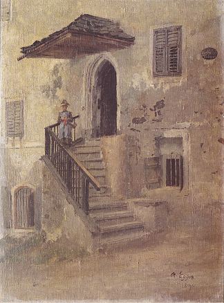 在楼梯上 Auf Der Treppe (1890)，阿尔宾·艾格·利恩茨