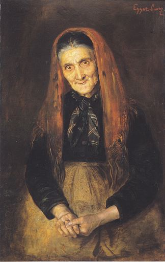 穿着蒂罗尔服装的女人的肖像 Bildnis Einer Frau in Tiroler Tracht (1899)，阿尔宾·艾格·利恩茨