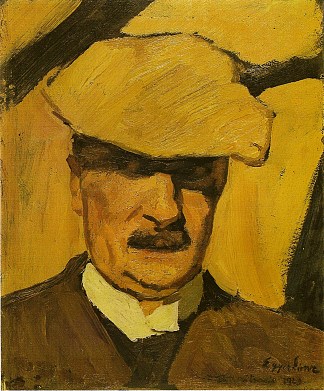 带运动帽的自画像 Selbstbildnis Mit Sportmütze (1923)，阿尔宾·艾格·利恩茨