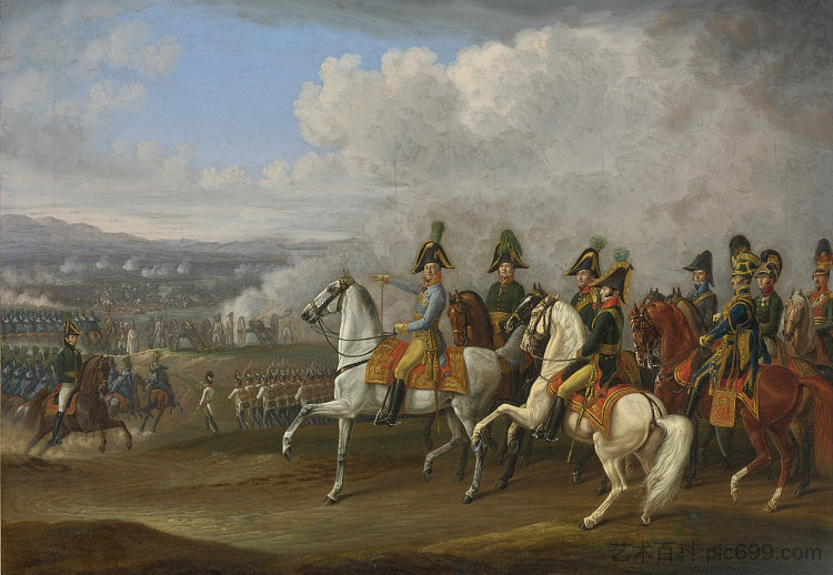 冯·贝勒加德将军和他的军官在观察战斗 General Von Bellegarde and His Officers Observing a Battle (1815),阿尔布雷希特·亚当