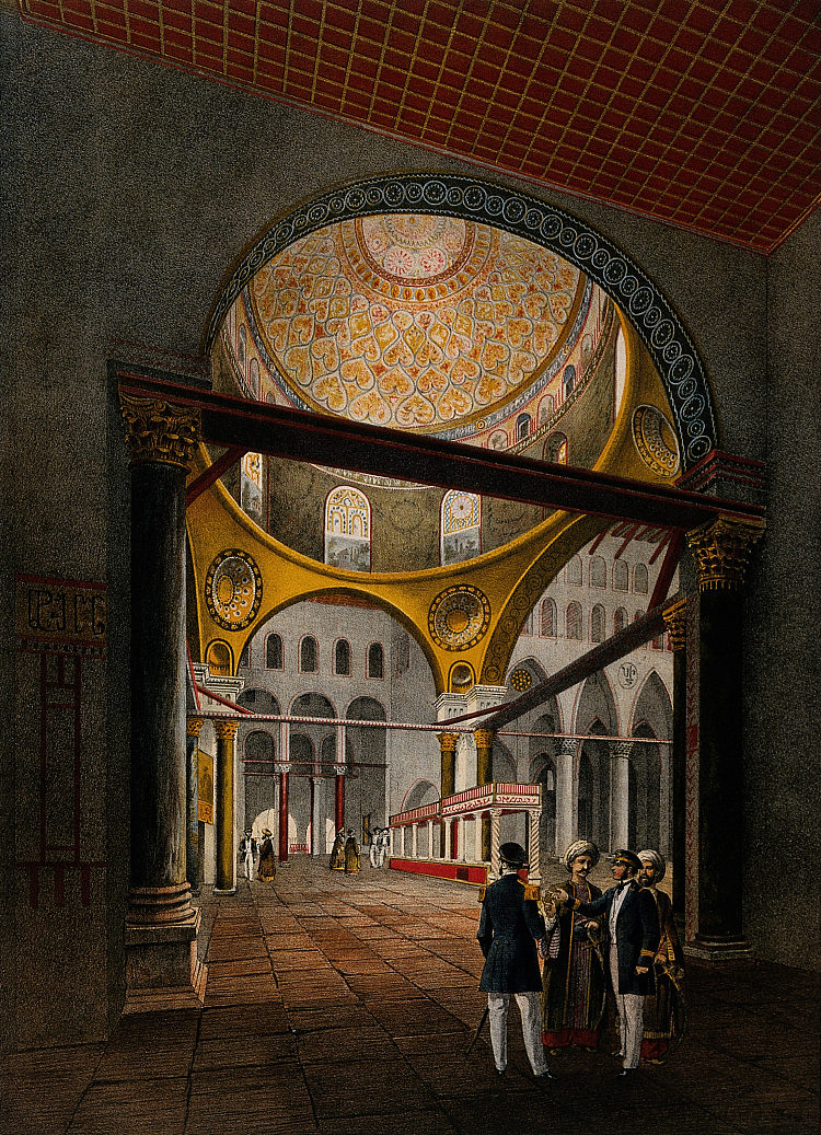 耶路撒冷阿克萨清真寺内部 Interior of the Al-Aksa Mosque, Jerusalem，阿尔布雷希特·亚当