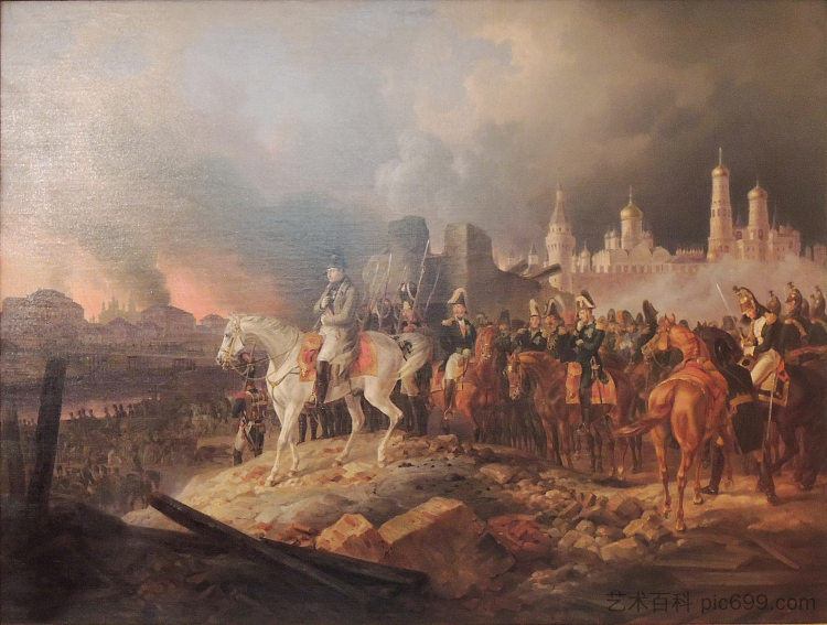 拿破仑在燃烧的莫斯科 Napoleon In Burning Moscow (1841)，阿尔布雷希特·亚当