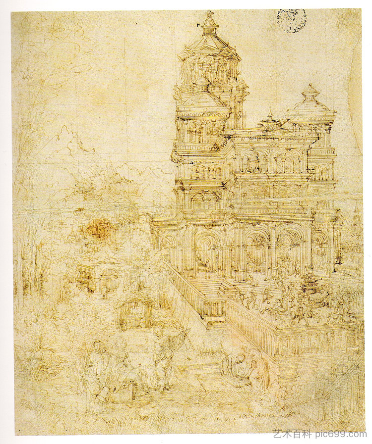 画面整体草图 苏珊娜和长老 Overall sketch of the picture Susanna and the Elders (1526),阿尔布雷希·阿尔特多费尔