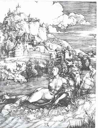 带走公主的海怪 A sea monster bearing away a princess (1528)，阿尔布雷希特·丢勒