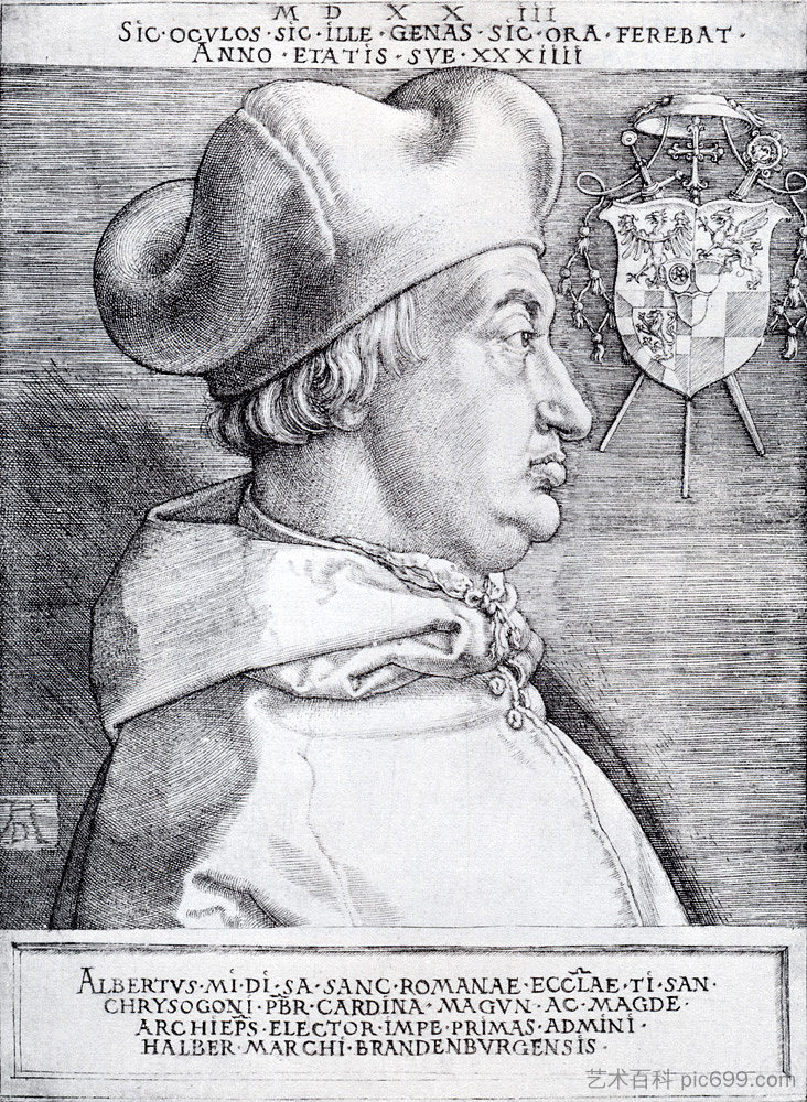 勃兰登堡红衣主教阿尔布雷希特 Cardinal Albrecht Of Brandenburg (1523)，阿尔布雷希特·丢勒