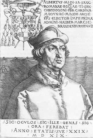 勃兰登堡红衣主教阿尔布雷希特（小红衣主教） Cardinal Albrecht of Brandenburg (The Small Cardina) (1519)，阿尔布雷希特·丢勒