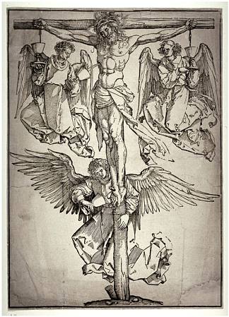 十字架上的基督与三个天使 Christ on the Cross with Three Angels (1525)，阿尔布雷希特·丢勒