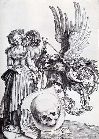 带有头骨的徽章 Coat Of Arms With A Skull (1503)，阿尔布雷希特·丢勒