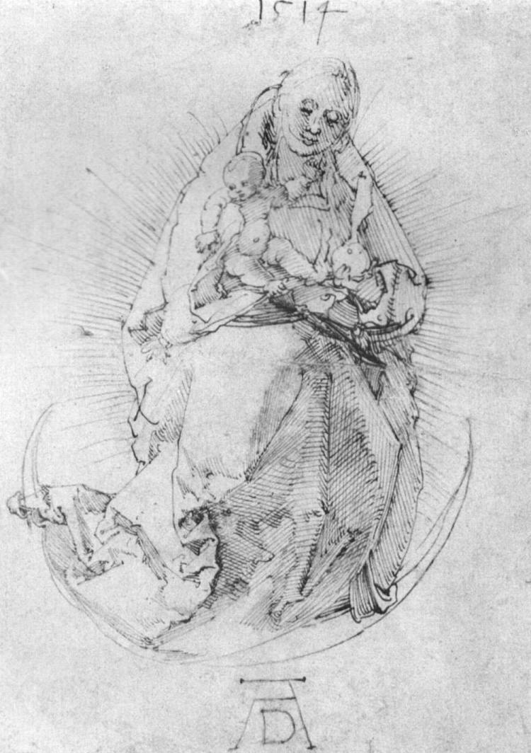 新月圣母 Crescent Madonna (1514)，阿尔布雷希特·丢勒