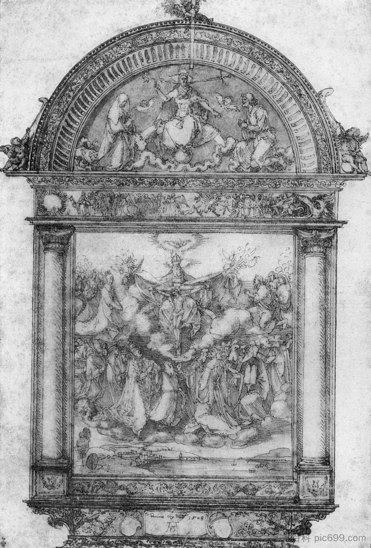 设计诸圣图片 Design for All Saints picture (1508)，阿尔布雷希特·丢勒