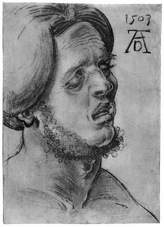一个受苦的人的头 Head of a suffering man (1503)，阿尔布雷希特·丢勒