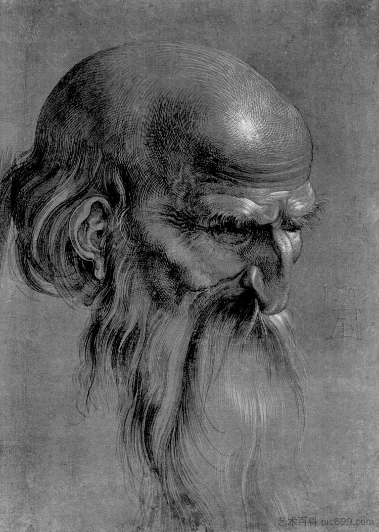 使徒的头 Head of an apostle (1508)，阿尔布雷希特·丢勒