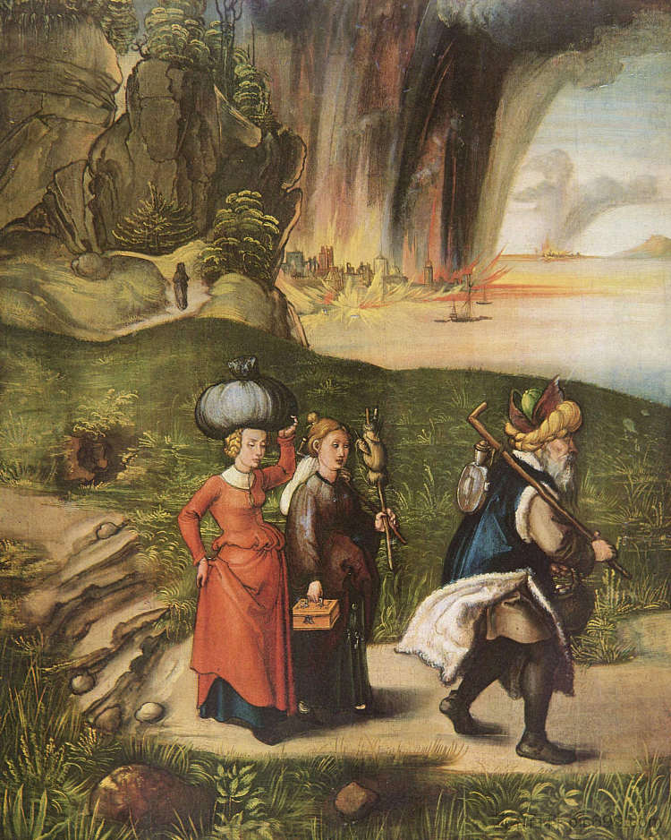 罗得的逃亡 Lot's escape (c.1496)，阿尔布雷希特·丢勒