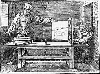男人画琵琶 Man drawing a Lute (1523)，阿尔布雷希特·丢勒