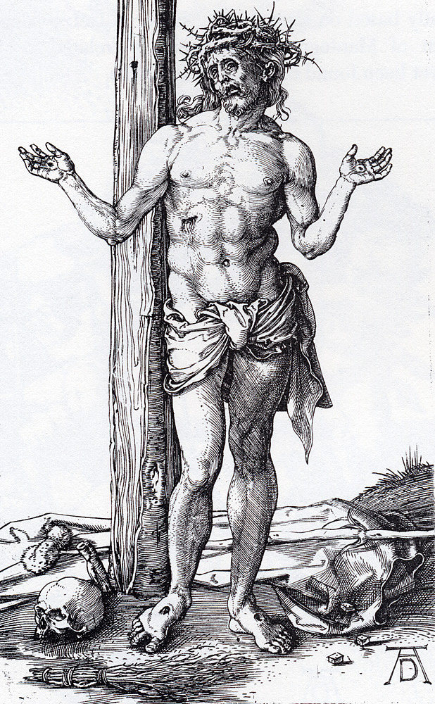 举起双手的悲伤的人 Man Of Sorrows With Hands Raised (1500)，阿尔布雷希特·丢勒