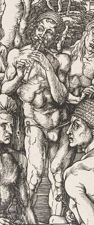 男士浴池（细节，假定的自画像） Men’s Bath (detail, Supposed Self Portrait) (1497)，阿尔布雷希特·丢勒