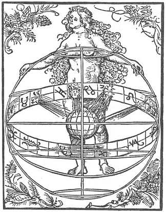 裸体女人与十二生肖 Nude Woman with the Zodiac (c.1502)，阿尔布雷希特·丢勒