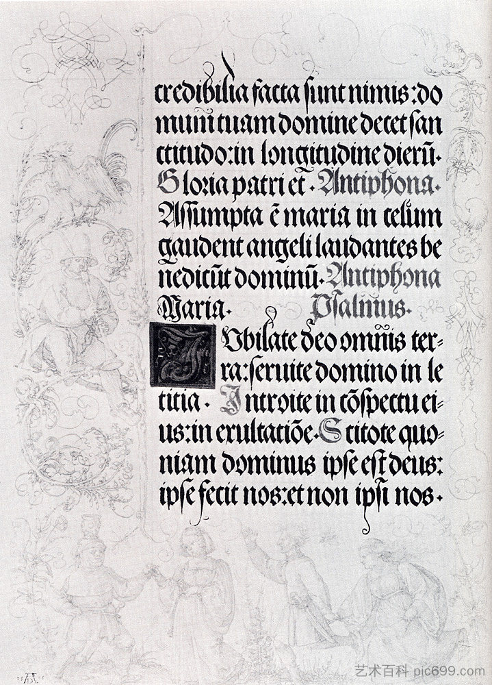 马克西米利安皇帝祈祷书的边缘图纸页 Pages Of Marginal Drawings For Emperor Maximilian`s Prayer Book (1515)，阿尔布雷希特·丢勒