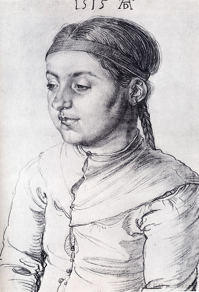 一个女孩的肖像 Portrait Of A Girl (1515)，阿尔布雷希特·丢勒