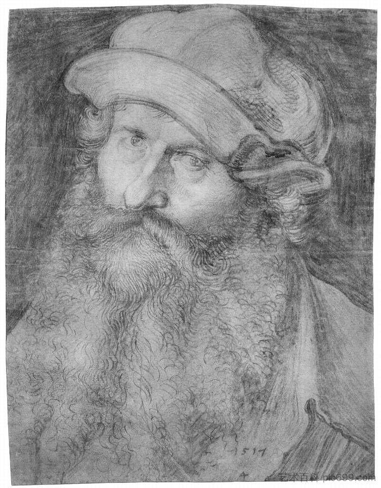 一个男人的肖像（约翰·斯塔比乌斯） Portrait of a man (John Stabius) (1517)，阿尔布雷希特·丢勒