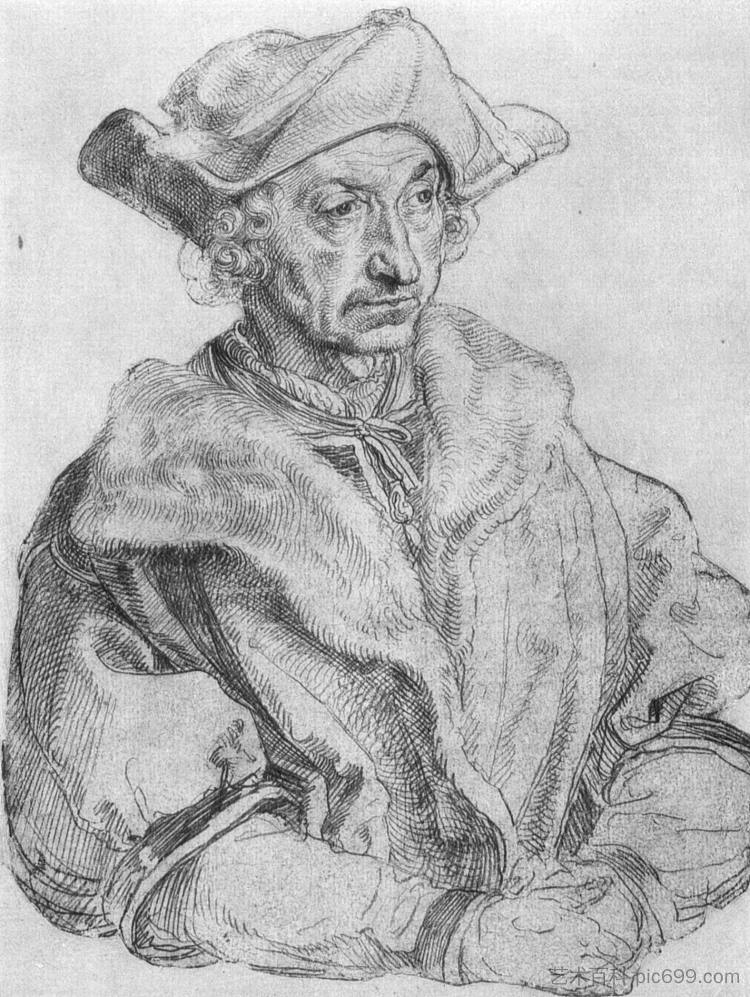 一个男人的肖像（塞巴斯蒂安·布兰特） Portrait of a man (Sebastian Brant) (c.1520)，阿尔布雷希特·丢勒