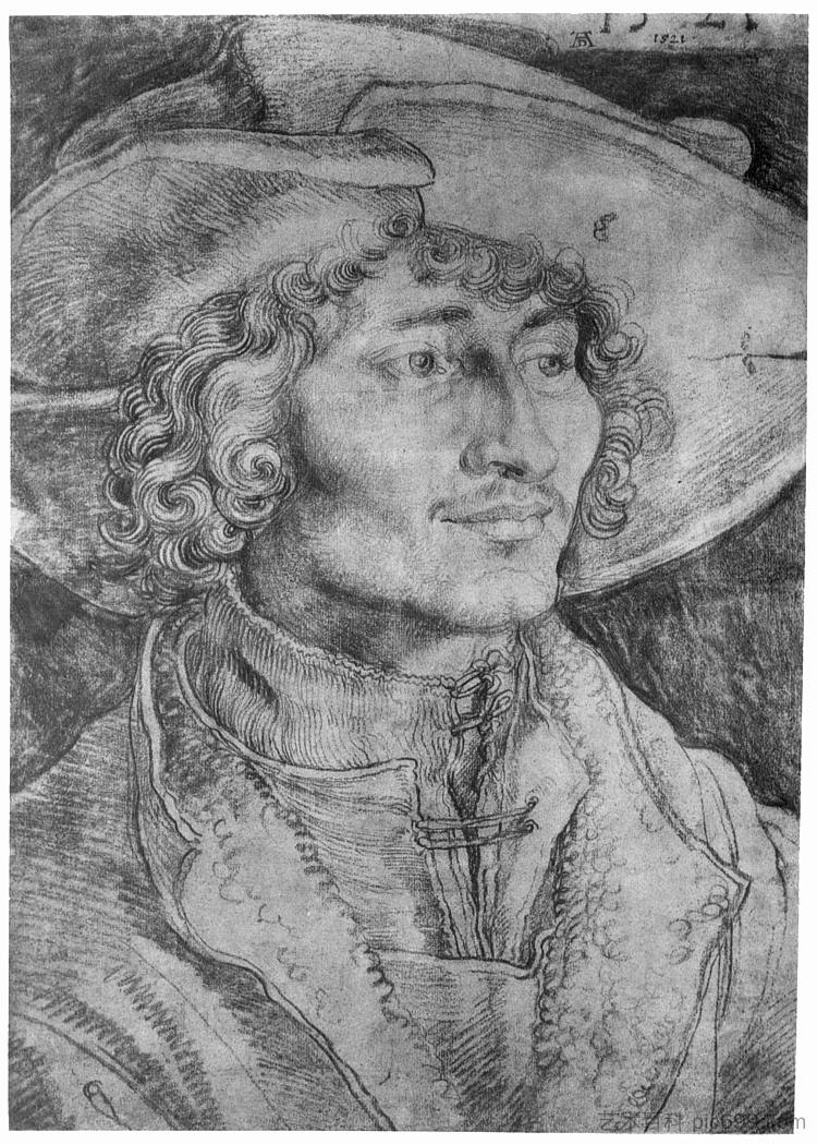 一个年轻人的肖像 Portrait of a Young Man (1521)，阿尔布雷希特·丢勒