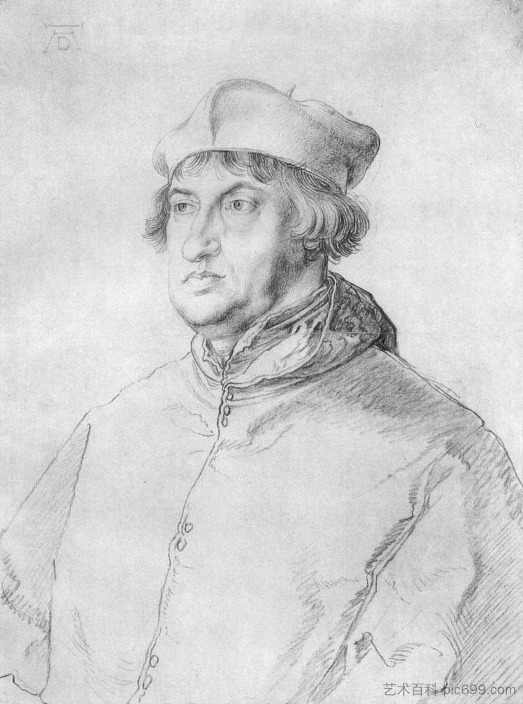 勃兰登堡红衣主教阿尔布雷希特的肖像 Portrait of Cardinal Albrecht of Brandenburg (c.1519)，阿尔布雷希特·丢勒
