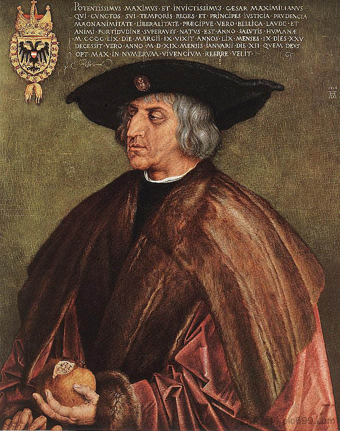 马克西米利安一世皇帝的肖像 Portrait of Emperor Maximilian I (1518),阿尔布雷希特·丢勒