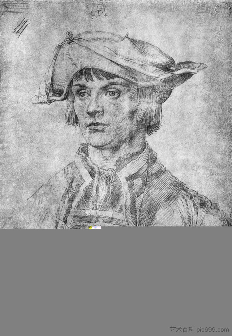卢卡斯·范·莱顿的肖像 Portrait of Lukas van Leyden (1521)，阿尔布雷希特·丢勒