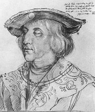 马克西米利安一世的肖像 Portrait of Maximilian I (1518)，阿尔布雷希特·丢勒