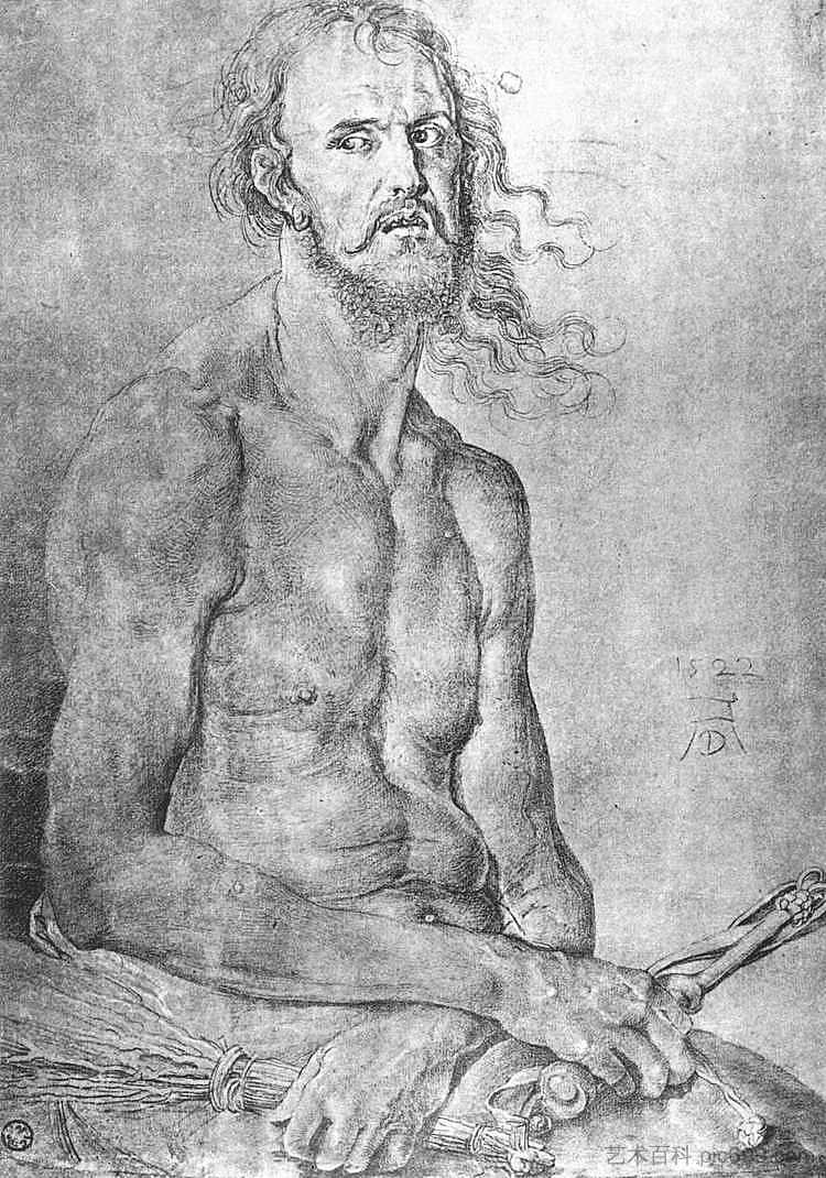 自画像作为悲伤的人 Self-Portrait as the Man of Sorrows (1522)，阿尔布雷希特·丢勒