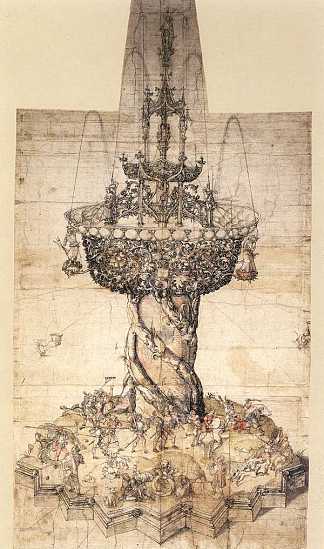 桌子喷泉草图 Sketch of a Table Fountain，阿尔布雷希特·丢勒