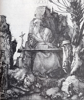 圣杰罗姆 来自 波拉德柳树 St. Jerome By The Pollard Willow (1512)，阿尔布雷希特·丢勒