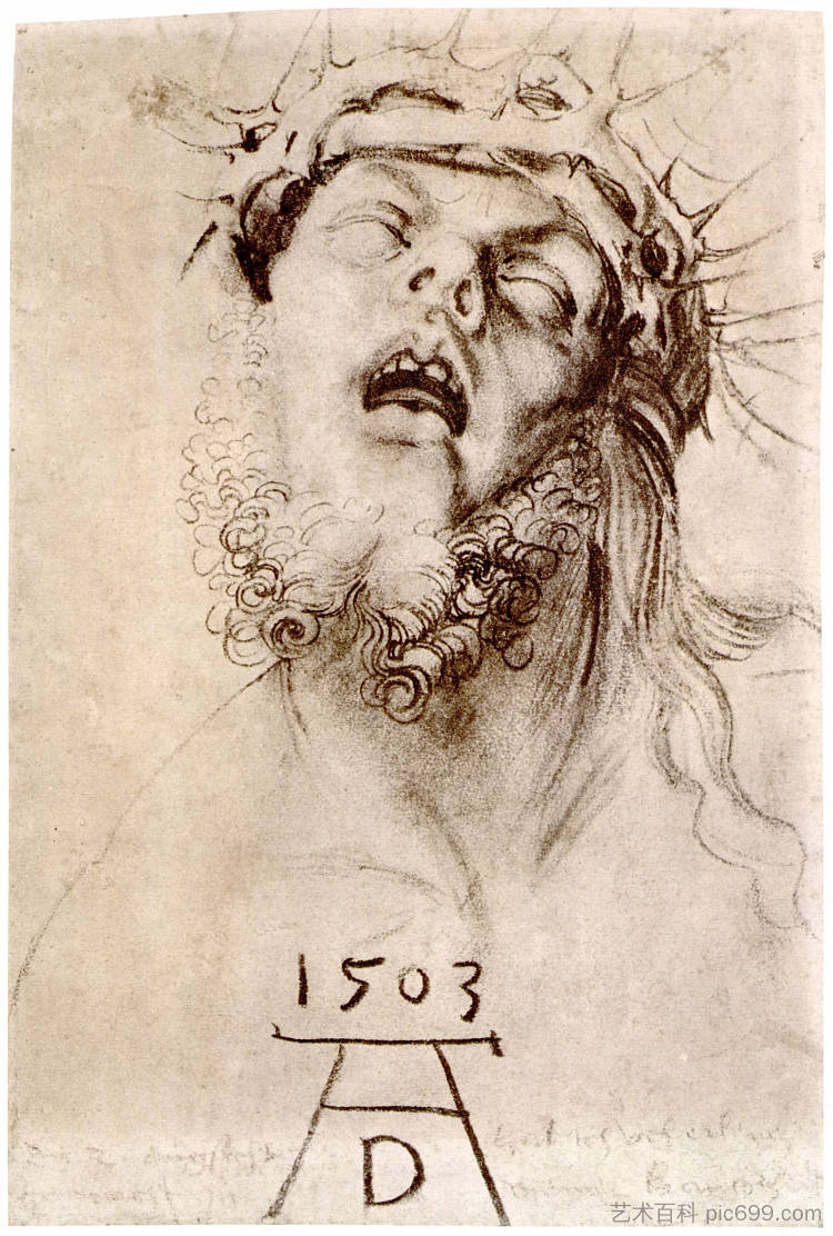 戴着荆棘冠冕的死去的基督 The dead Christ with the crown of thorns (1503)，阿尔布雷希特·丢勒