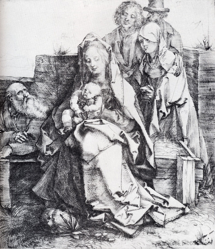 圣家与圣约翰，抹大拉和尼哥底母 The Holy Family With St. John, The Magdalen And Nicodemus (1512)，阿尔布雷希特·丢勒