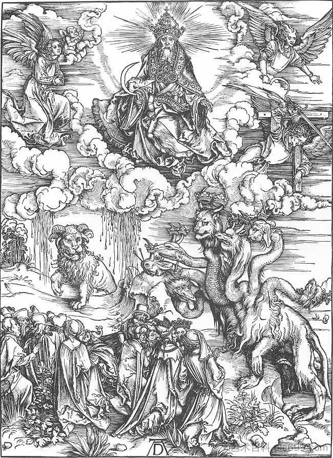 海怪与羔羊角的野兽 The Sea Monster and the Beast with the Lamb s Horn (1497 - 1498),阿尔布雷希特·丢勒