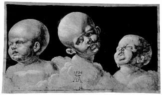 三个孩子的头 Three children’s heads (1506)，阿尔布雷希特·丢勒