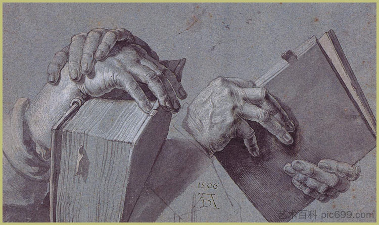 两只手拿着一本书 Two Hands Holding A Pair Of Books (1506)，阿尔布雷希特·丢勒