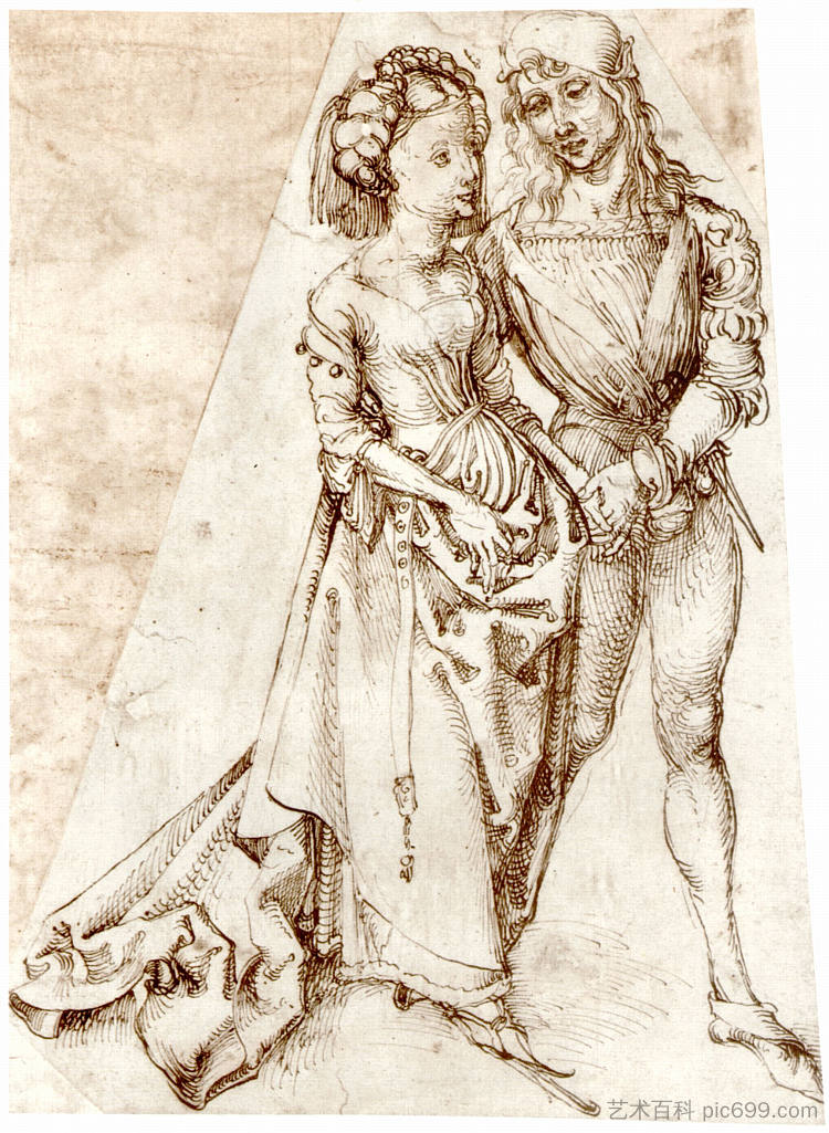 年轻夫妇 Young couple (c.1492 - c.1494)，阿尔布雷希特·丢勒