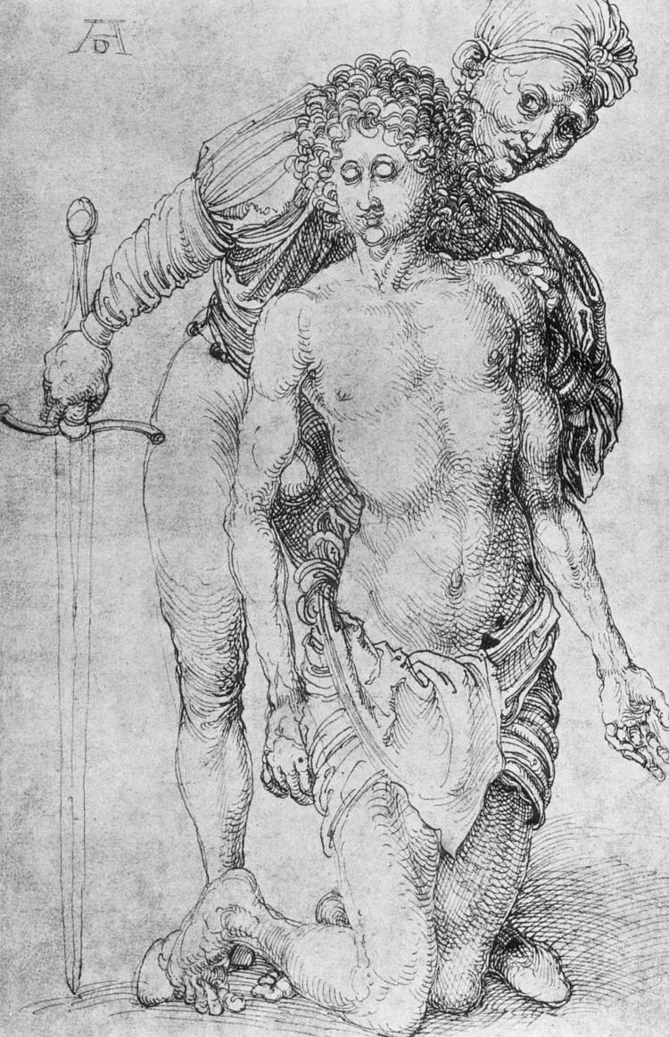 青年与刽子手 Youth with executioner (c.1493)，阿尔布雷希特·丢勒