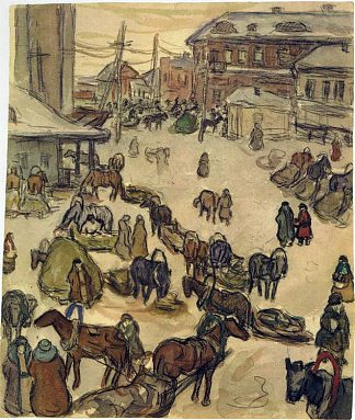 库尔斯克的冬天 Winter in Kursk (1916)，亚历山大德内卡