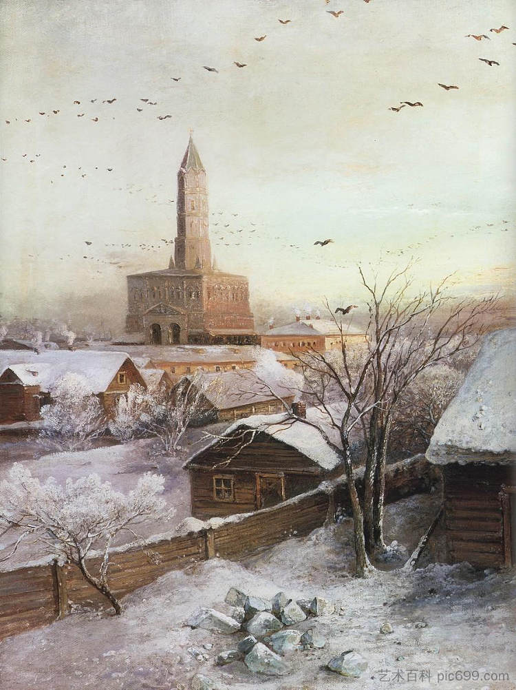 早春。洪水 Early Spring. Flood (1868),阿列克谢·孔德拉季耶维奇·萨伏拉索夫