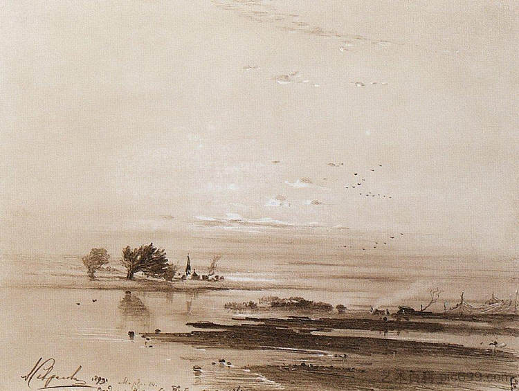 早春。洪水 Early spring. Flood (1893)，阿列克谢·孔德拉季耶维奇·萨伏拉索夫